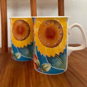 Set of 2 Duchess Mug Cup Sunflower Coffee Cup Tea Cup England Vintage